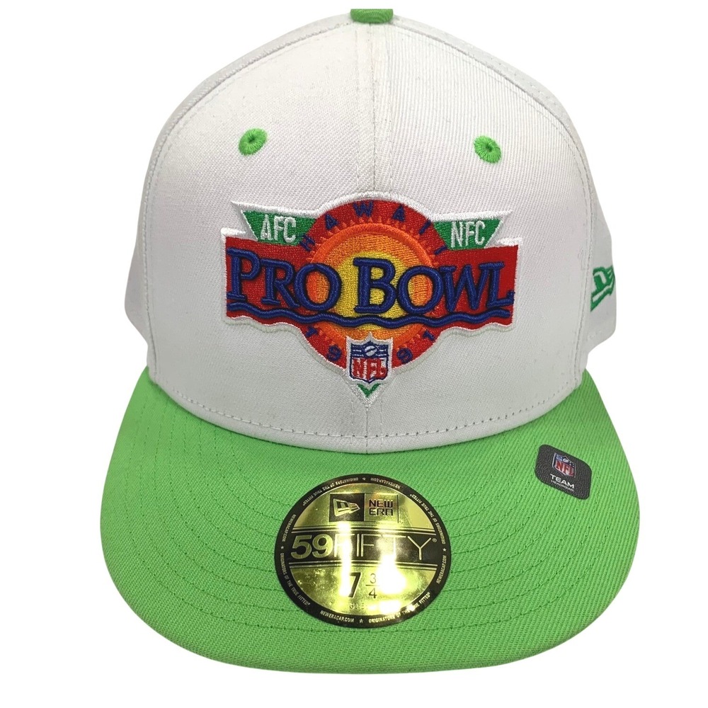 NFL Pro Bowl 1991 Retro Hat 7 3/4 White Green Fitted Cap New Era 59FIFTY